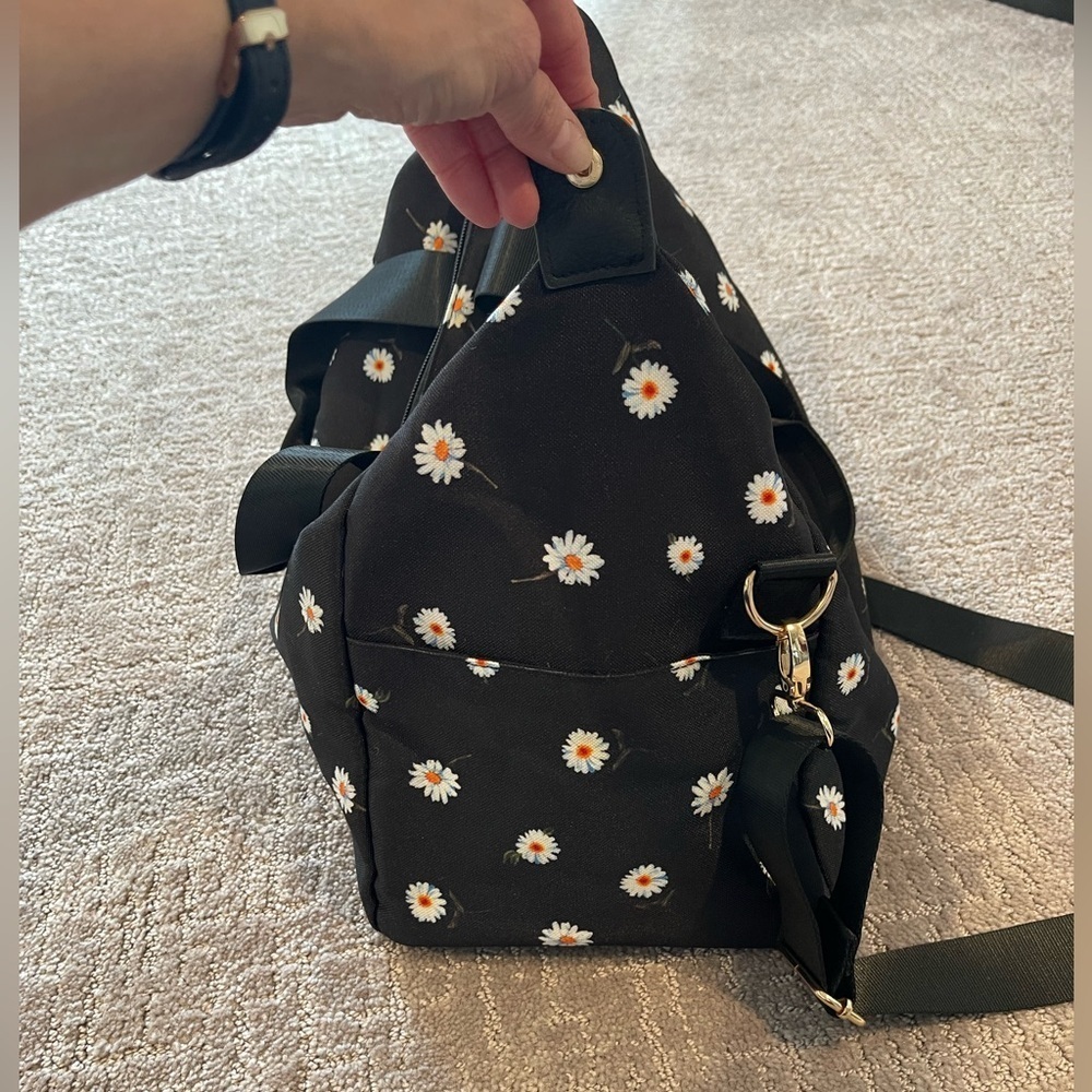 Alice & Olivia Black/Floral Weekender Bag, Canvas, Adjustable Strap, Medium Size - Picture 14 of 15